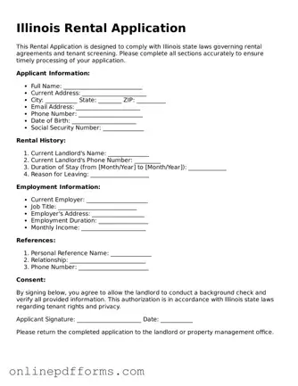 Blank Illinois Rental Application Form