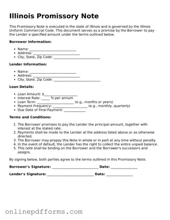 Blank Illinois Promissory Note Form
