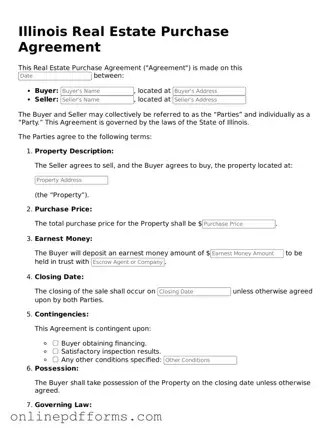 Blank Illinois Real Estate Purchase Agreement Form