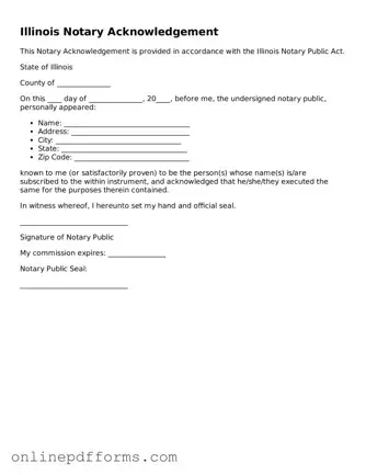 Blank Illinois Notary Acknowledgement Form