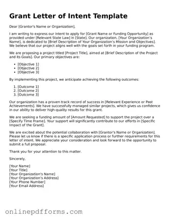 Legal Grant Letter of Intent Form