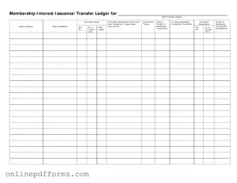 Fill in Your Membership Ledger Template