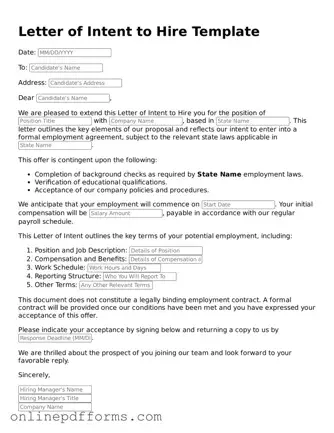 Legal Letter of Intent to Hire Form