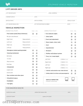 Fill in Your Lyft Inspection Template