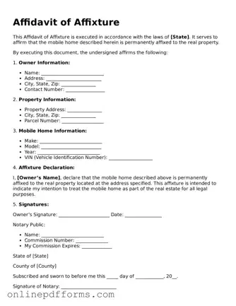 Legal Affidavit of Affixture Form