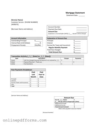 Fill in Your Mortgage Statement Template