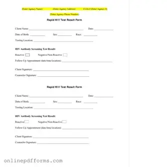 Fill in Your Negative Hiv Test Template