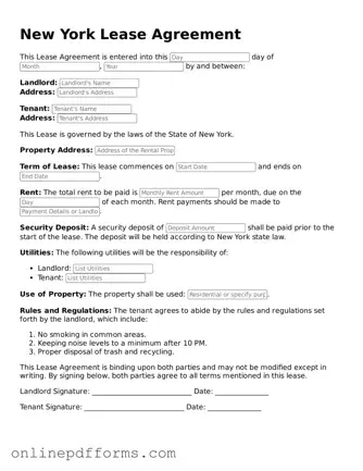 Blank New York Lease Agreement Form