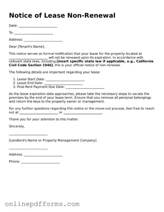 Legal Notice of Lease Non-Renewal Form