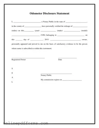 Fill in Your Notarized Odometer Statement Template