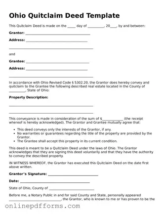 Blank Ohio Quitclaim Deed Form