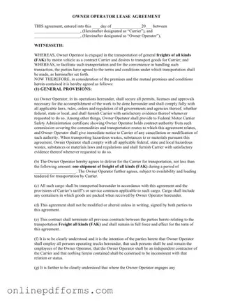 Fill in Your Owner Operator Lease Agreement Template