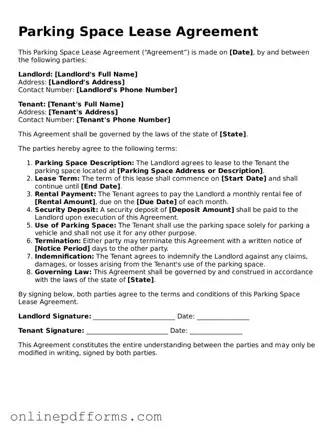 Legal Parking Space Lease Agreement Form