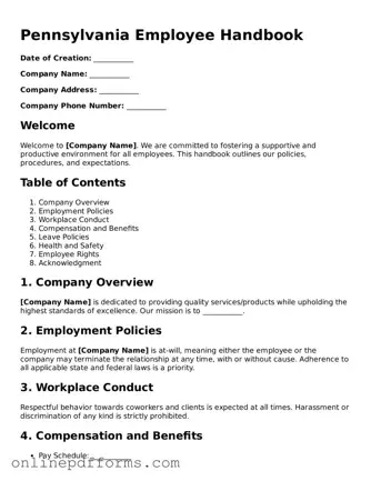 Blank Pennsylvania Employee Handbook Form