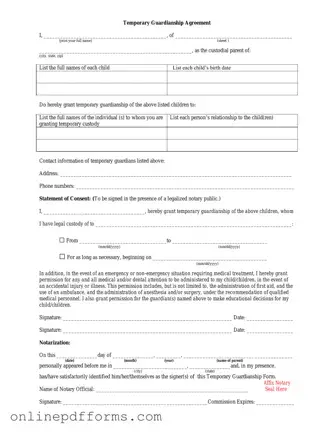 Fill in Your Temporary Custody Template