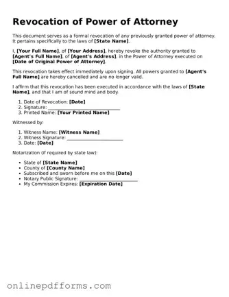Legal Revocation of Power of Attorney Form