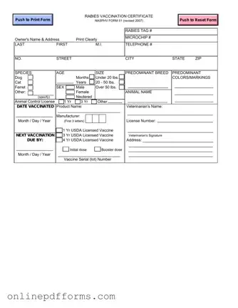Fill in Your Rabies Certificate Template