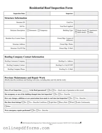 Fill in Your Roof Inspection Template