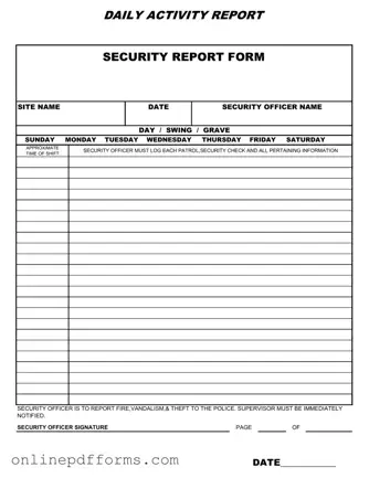 Fill in Your Security Guard Daily Report Sample Template