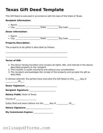Blank Texas Gift Deed Form