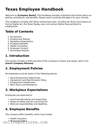 Blank Texas Employee Handbook Form