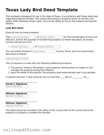 Blank Texas Lady Bird Deed Form