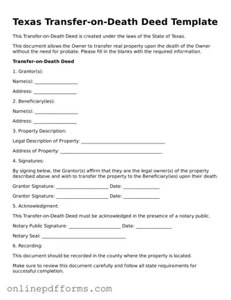 Blank Texas Transfer-on-Death Deed Form