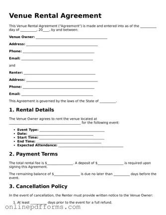 Legal Venue Rental Agreement Form