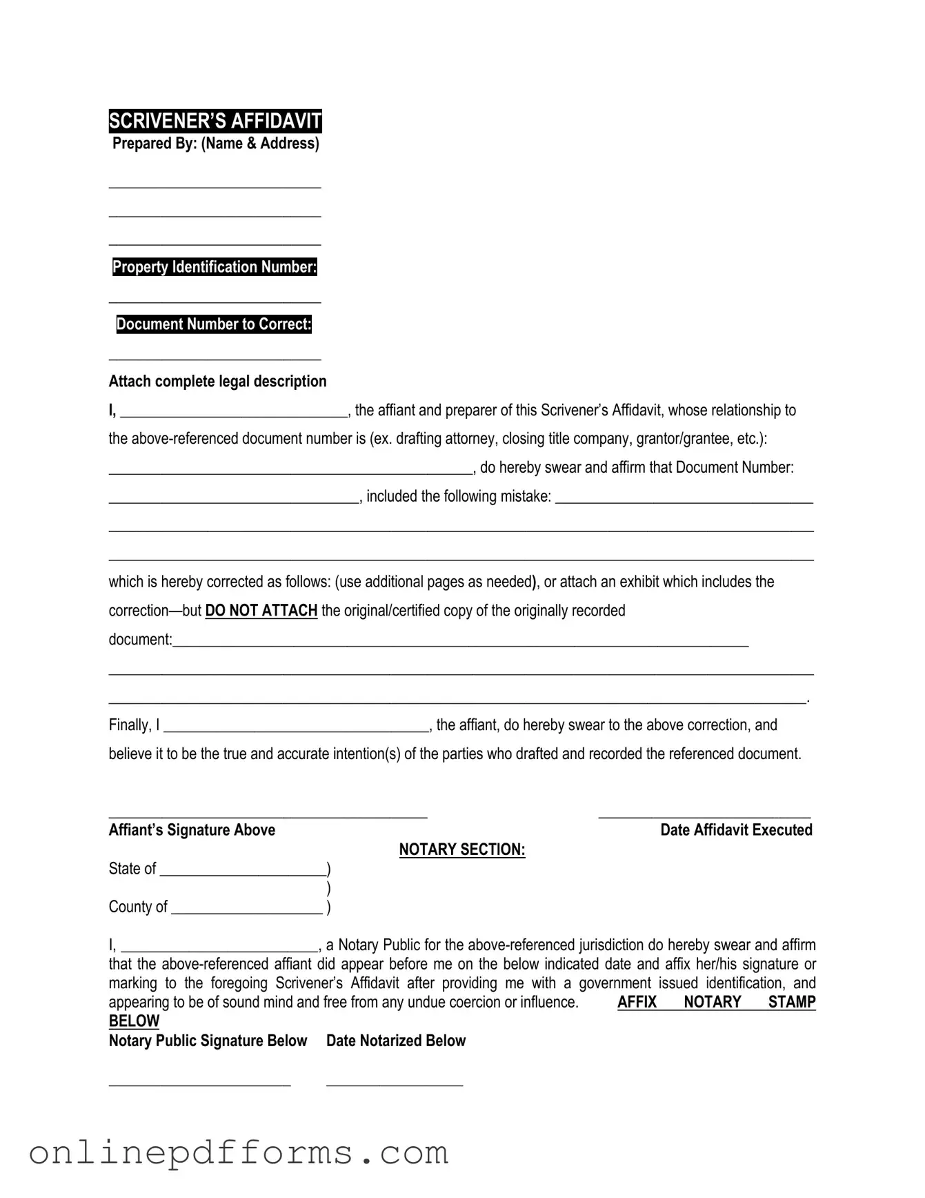 Fill in Your Scrivener's Affidavit Template