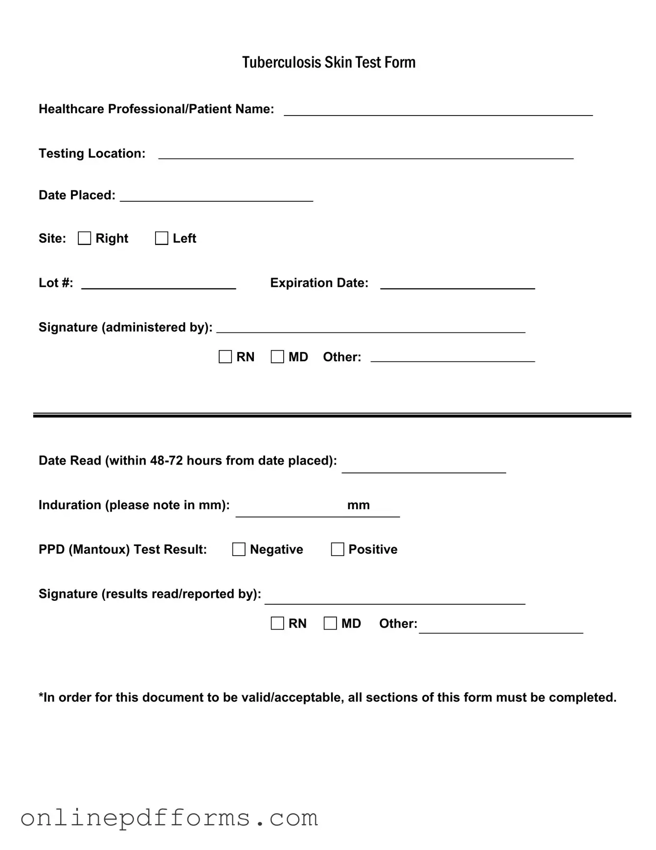 Fill in Your Tb Test Template