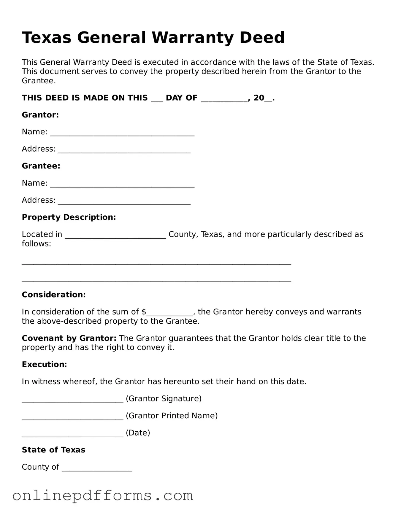 Blank Texas Deed Form