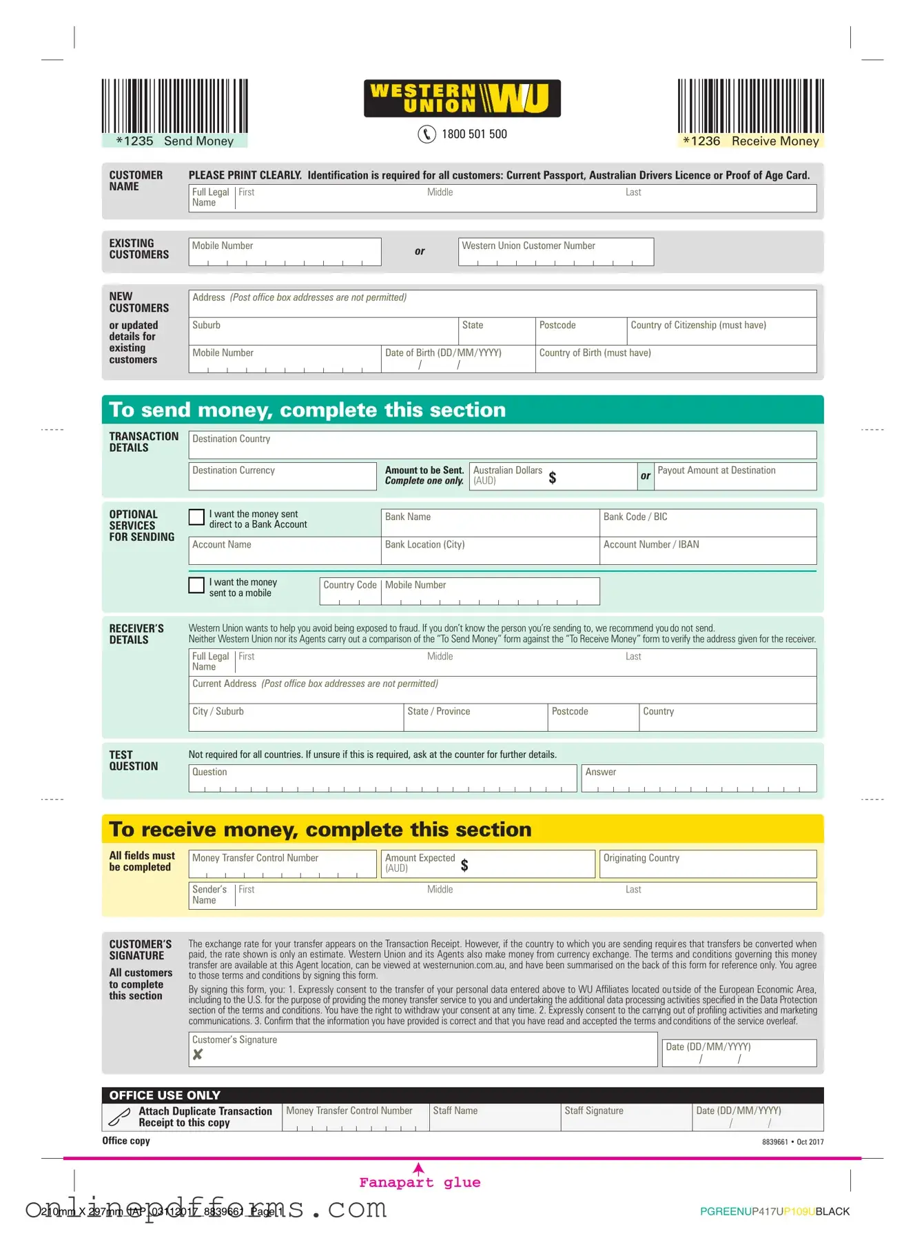 Fill in Your Western Union Template