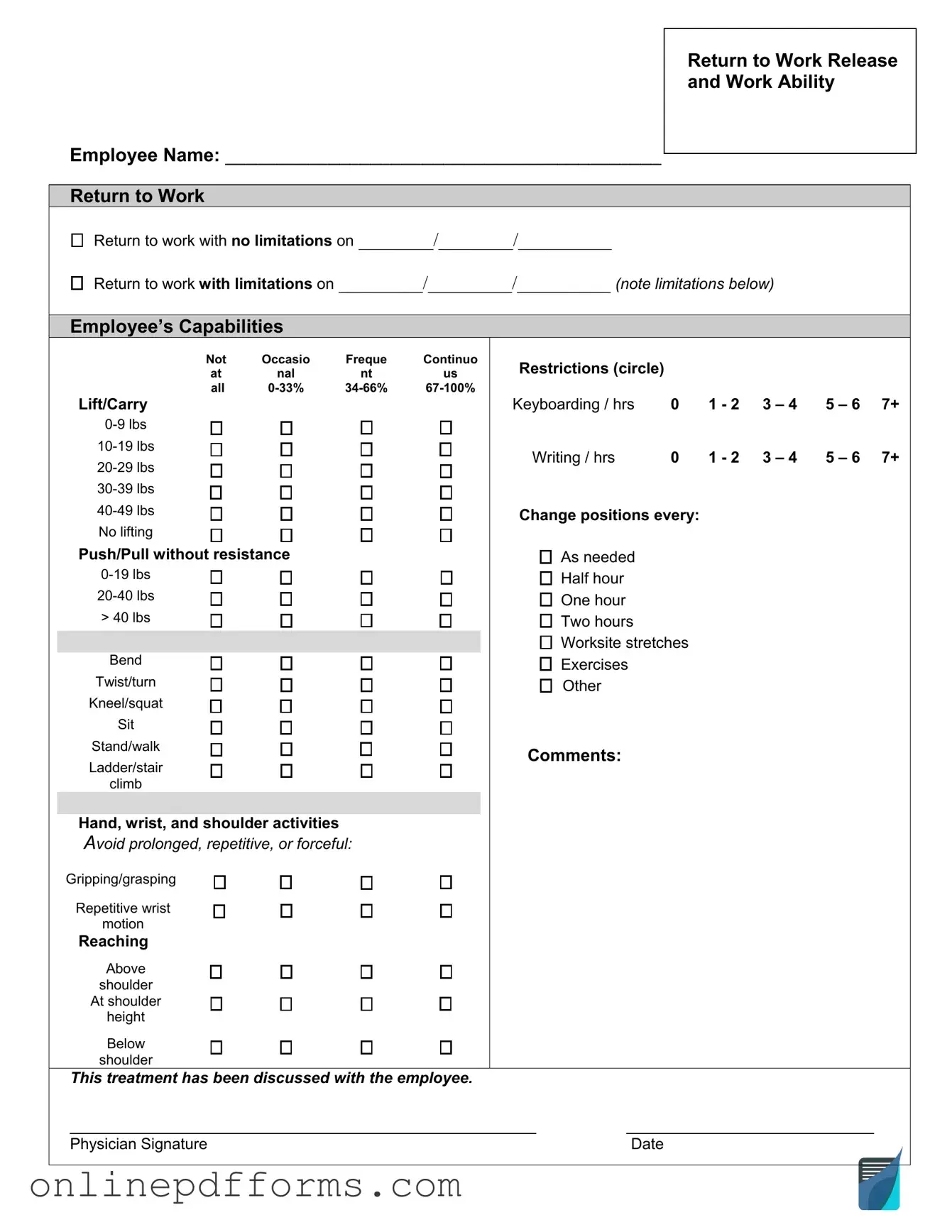 Fill in Your Work Release Template